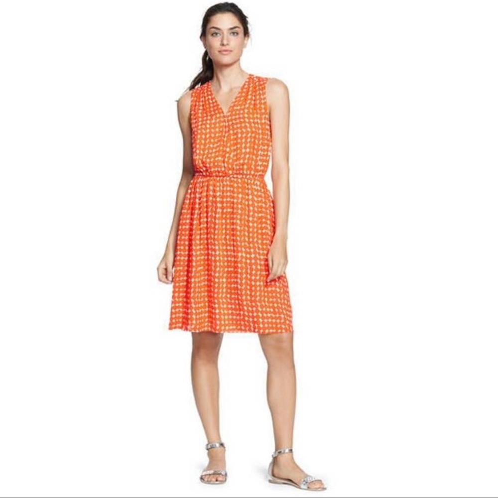 Boden Orange Polka Dot Surplice Sleeveless Fit & Flare Flowy Dress size 4 summer